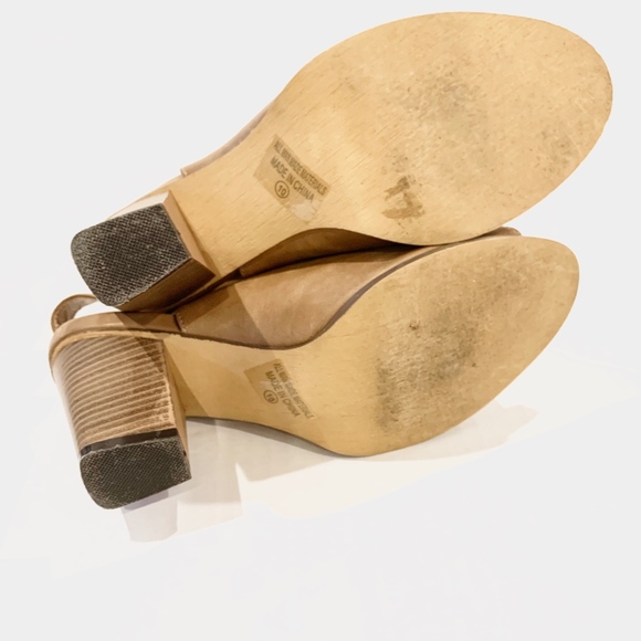 Taupe Peep-Toe Bootie with 3.5 Inch Heel - Picture 6 of 8